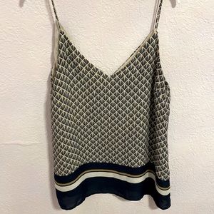 Lines and stripe blue white and gold blouse